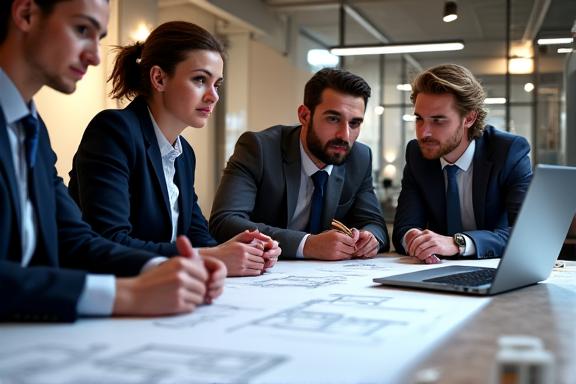 L'équipe d'Exposition Éclat collaborant sur des plans de stand